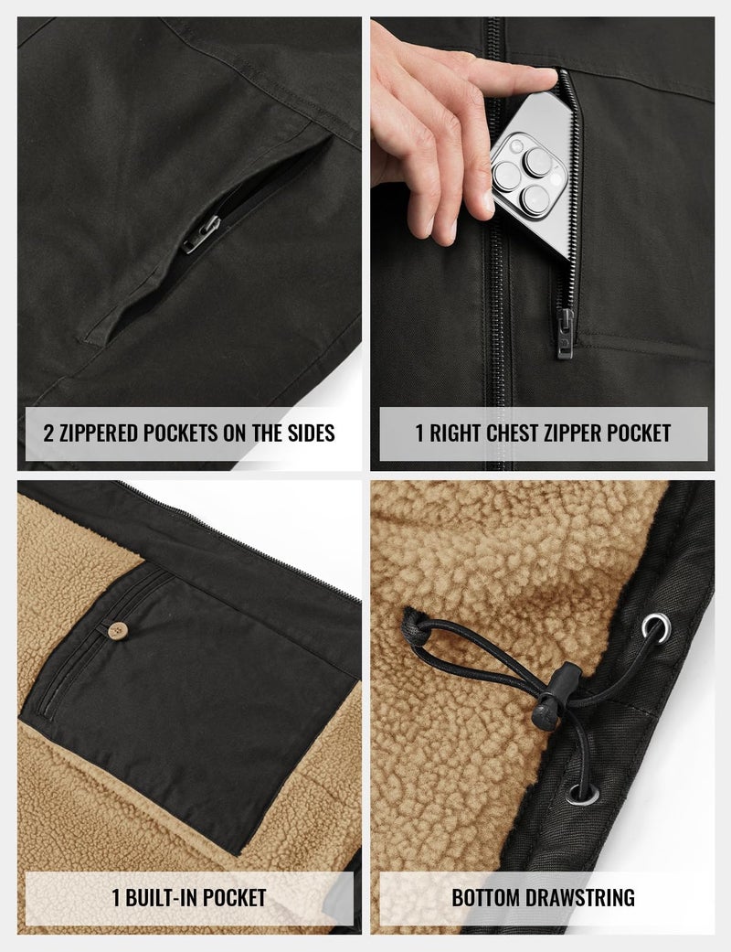 TBMPOY Men's Winter Vest Casual Sherpa Fleece lined Full Zip Lightweight Vest Outerwear Warm Cotton Travel Jackets Deep Gray 2XL - Image 5