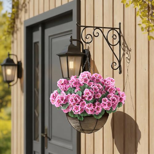 GLIDLION 12 Bundles Artificial Geranium Flowers for Spring Summer Decor, UV-Resistant Fake Plants Realistic Faux Silk Bouquets for Front Door Farmhouse Garden Porch Home Outdoor Decor (Pink) - Image 4