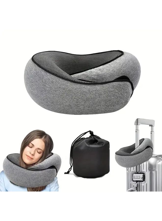 Snail Travel Pillow Airplane Neck Pillow with Soft Support Design Suitable for Sleeping Car Train Office Home Use Washable Pillowcase Included Portable Cervical Support Pad with Storage Bag Travel Neck Cushion - Image 1
