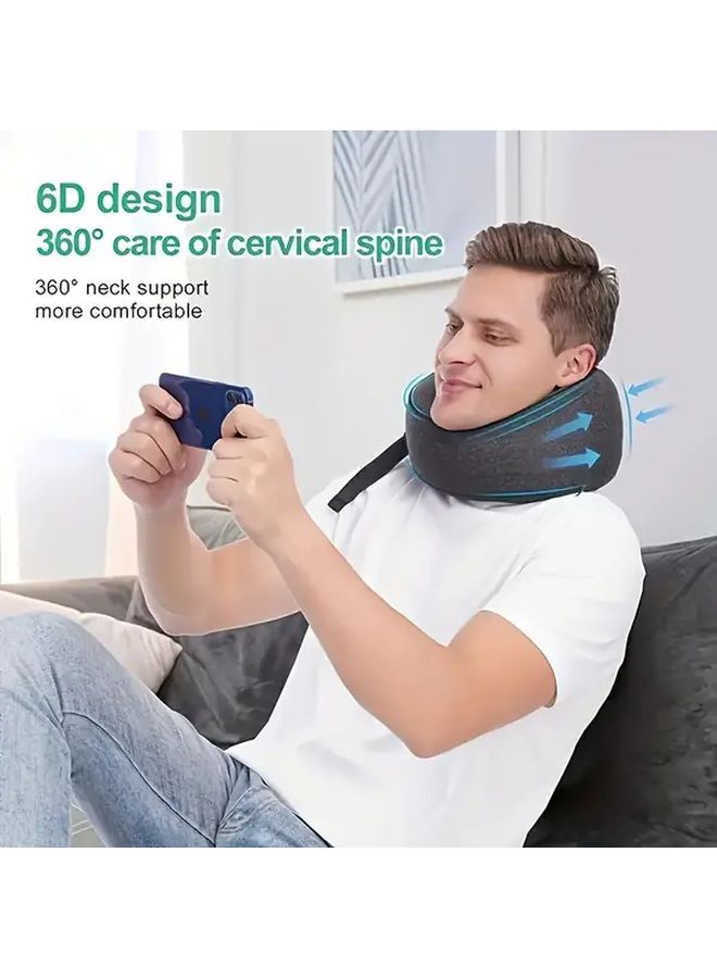 Snail Travel Pillow Airplane Neck Pillow with Soft Support Design Suitable for Sleeping Car Train Office Home Use Washable Pillowcase Included Portable Cervical Support Pad with Storage Bag Travel Neck Cushion - Image 4