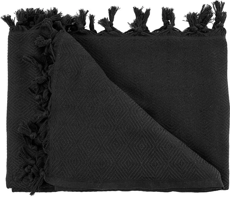 Elart Fringed Cotton Piqué Double Loris Black (200X230CM)