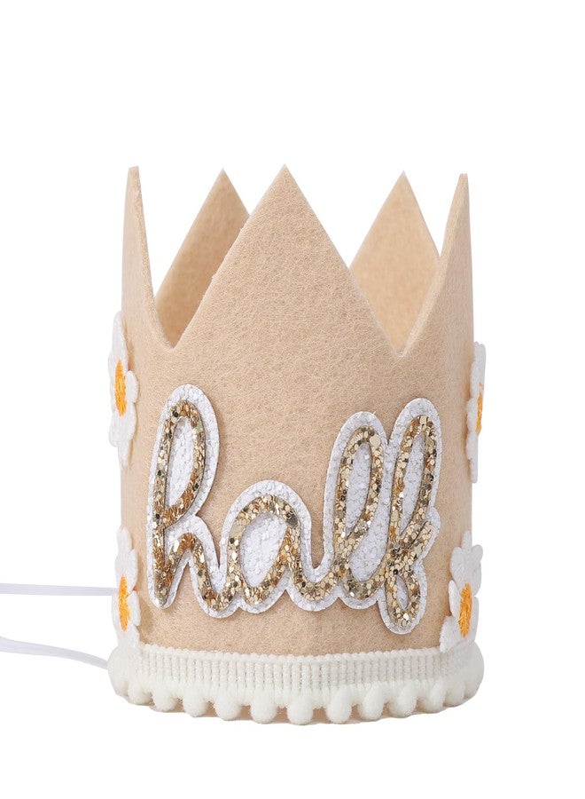 YOUAME Daisy Half Birthday Crown - Boho Party Decorations, Girls 1/2 Birthday Outfit, Bohemian Decor and Smash Cake Photo Props - Image 1