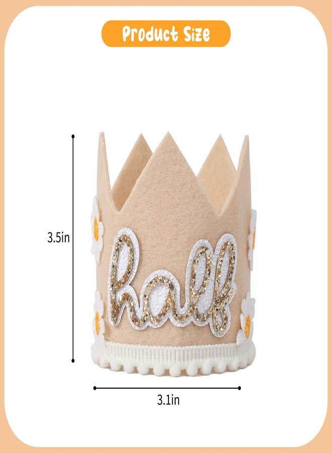 YOUAME Daisy Half Birthday Crown - Boho Party Decorations, Girls 1/2 Birthday Outfit, Bohemian Decor and Smash Cake Photo Props - Image 2