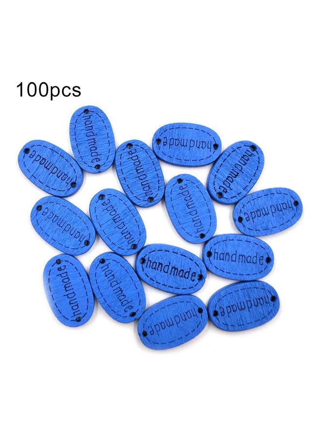 NIBEMINENT 100-Piece Handmade Oval Shape Wooden Button Blue