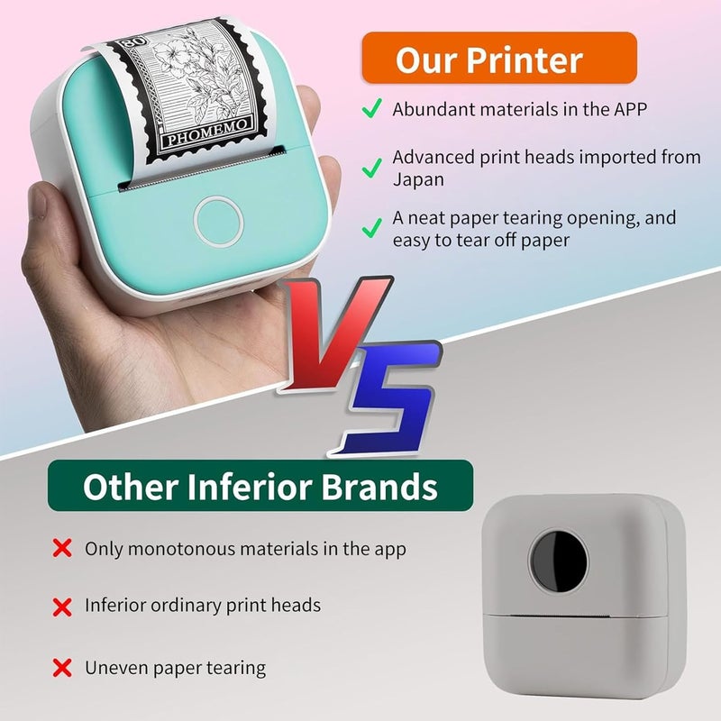 Mini Thermal Printer: 3.3x1.4x3.3cm 5.3oz Rechargeable 1000mAh Battery - Ink-Free Multi-Language Support Pocket Sticker Printer for DIY Creation, Desktop & Portable Use - Image 2