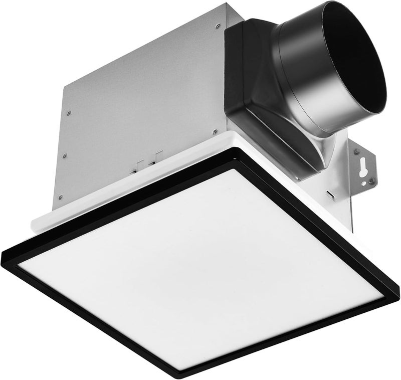 Tech Drive Bathroom Exhaust Fan with Light,80CFM 1.5Sone,Super Quiet Bathroom Ventilation Fan,1000lm Dimmable 3CCT LED Light 3000K/4000K/5000K Selectable, Energy Star Bath Fan, Decorative Black Trim - Image 1