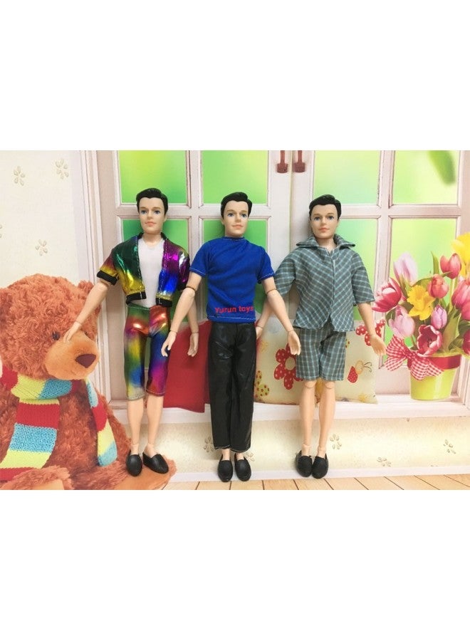 Men's Ken Dress Doll Clothes Prince Ken Suit Sportswear Top Pants Shirt Two-Piece Set Boys-Color:Colorful Suit +11 Joints + Head + Shoes - Image 5