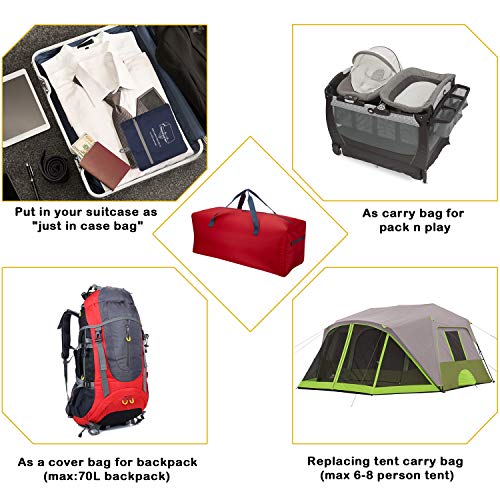 iFARADAY Foldable Duffel Bag 30" / 75L Lightweight with Water Rresistant for Travel-Red - Image 4