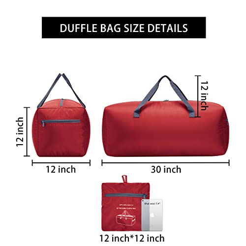 iFARADAY Foldable Duffel Bag 30" / 75L Lightweight with Water Rresistant for Travel-Red - Image 3