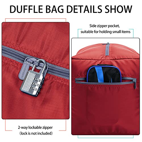 iFARADAY Foldable Duffel Bag 30" / 75L Lightweight with Water Rresistant for Travel-Red - Image 2