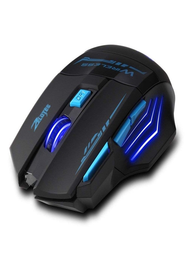 zelotes Wireless Gaming Mouse, 4000 DPI, 7 Buttons, 2.4GHz with USB Receiver, Energy Saving, LED, Ergonomic Cordless Mouse for Office/Gamer, Compatible with Laptop/PC (Black) - Image 2