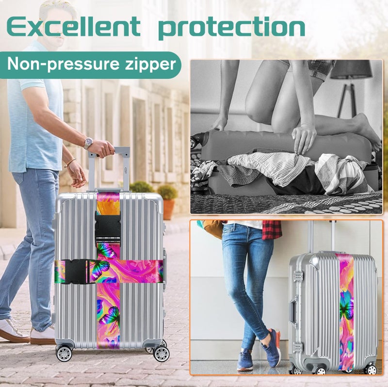 Slohif Luggage Straps for Suitcases Travel Belt Accessories Luggage Connector Identifiers Over Handle with Buckle Unique Nylon Adjustable Strap for Sleeping Bag Car Seat Butterfly (2 Pack) - Image 5