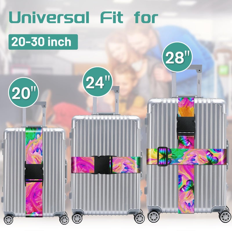 Slohif Luggage Straps for Suitcases Travel Belt Accessories Luggage Connector Identifiers Over Handle with Buckle Unique Nylon Adjustable Strap for Sleeping Bag Car Seat Butterfly (2 Pack) - Image 3