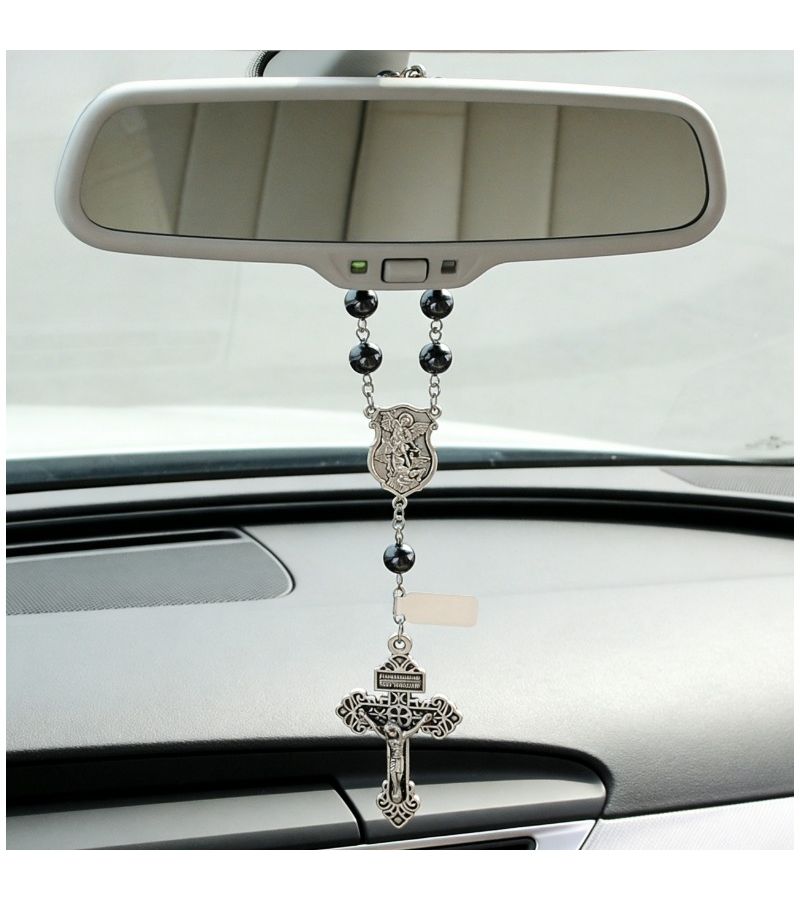 New Cool Chic Cross Car Rearview Mirror Ornament 1pc Stylish Car Interior Decoration Durable Material Perfect Holiday Gift Gear Shift Pendant - Image 1
