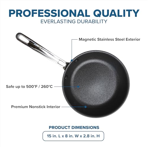 Viking 5-Ply Non Stick Frying Pan, 8 Inch Stainless Steel Nonstick Fry Pan, 5 Liters, Satin FInish - Image 4