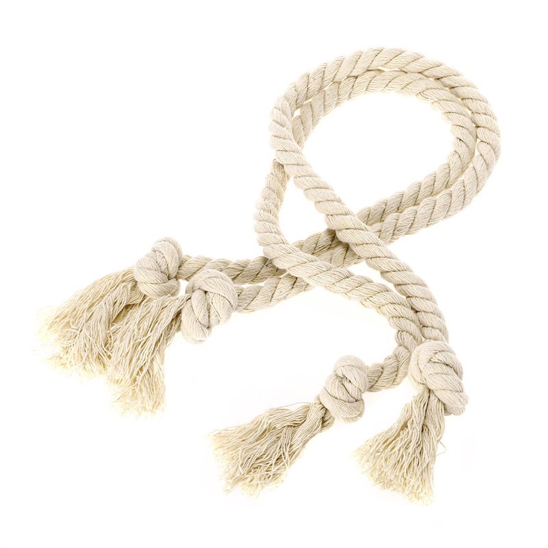 BTSKY 2 Pieces Natural Cotton Curtain Rope Tiebacks-Handmade Curtain Decorative Holdbacks Rural Style Drapery Tieback (Beige') - Image 2