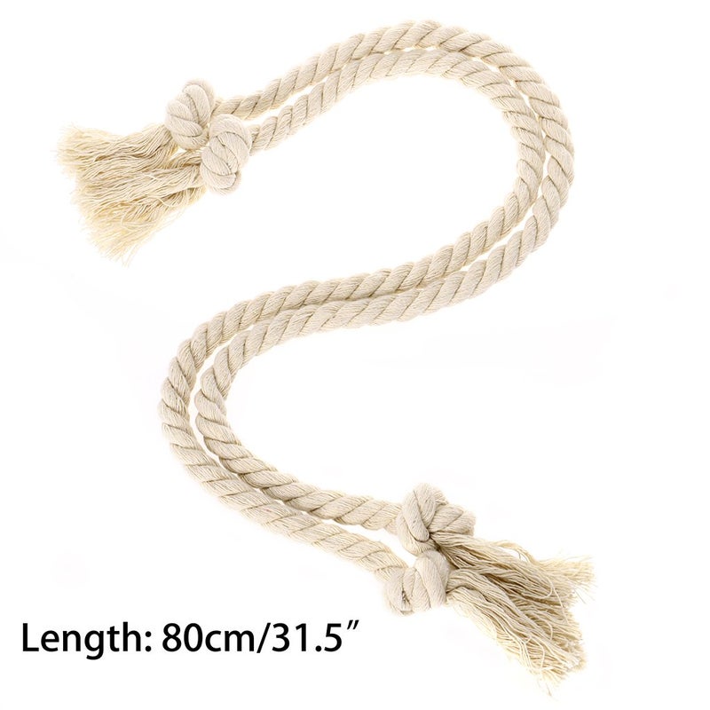 BTSKY 2 Pieces Natural Cotton Curtain Rope Tiebacks-Handmade Curtain Decorative Holdbacks Rural Style Drapery Tieback (Beige') - Image 4