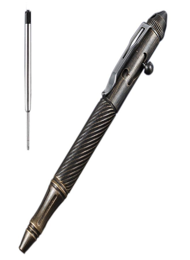 EKLOEN Twisted Lines Solid Brass Pen, Bolt Action EDC Pocket Signature Ballpoint Pen(Retro Black) - Image 1