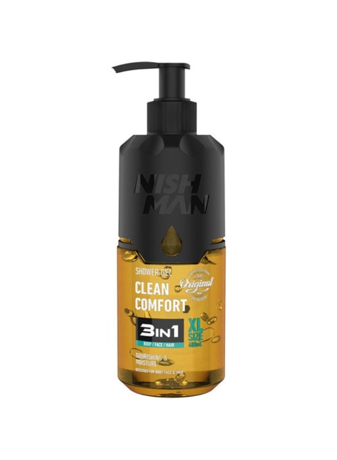 NISHMAN Refreshing Set: "Clean Comfort" Shower Gel (480 ml) and Deodorant Spray 01 (200 ml) - Image 2