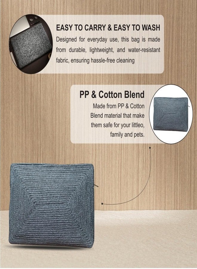 ARIYA 17x12 Inch Laptop Bag (4079 | Light Grey) - Handcrafted Cotton & PP Blend Briefcase for Women | Spacious, Lightweight Office & Travel Bag with Soft Handles & Durable Zipper - Image 5