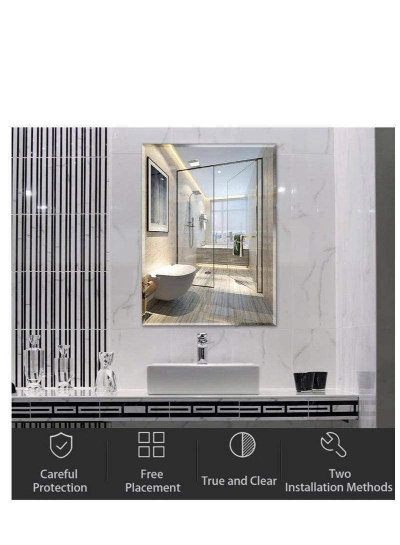 Golden Bathroom Mirror Vanity Makeup Mirror Wall Mounted Frameless Rectangular Mirror for Bathroom Vanity Bedroom Dressing Table Vertical or Horizontal Hanging (60 * 80cm, Clear) - Image 4
