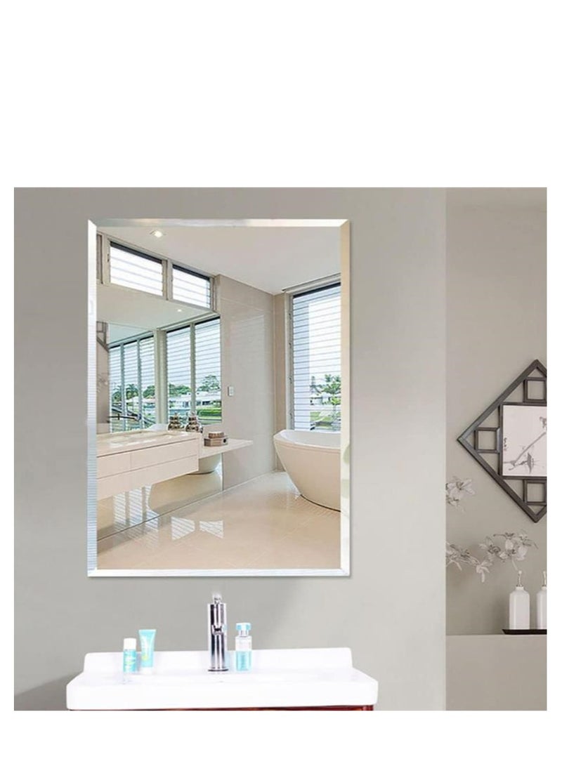 Golden Bathroom Mirror Vanity Makeup Mirror Wall Mounted Frameless Rectangular Mirror for Bathroom Vanity Bedroom Dressing Table Vertical or Horizontal Hanging (60 * 80cm, Clear) - Image 2