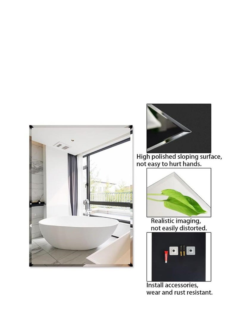 Golden Bathroom Mirror Vanity Makeup Mirror Wall Mounted Frameless Rectangular Mirror for Bathroom Vanity Bedroom Dressing Table Vertical or Horizontal Hanging (60 * 80cm, Clear) - Image 5