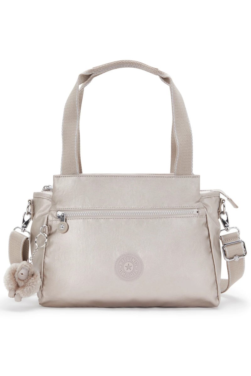 كيبلينغ حقيبة كتف نسائية متوسطة من إليسيا بلمعان معدني مع حزام كتف قابل للإزالة - Image 1