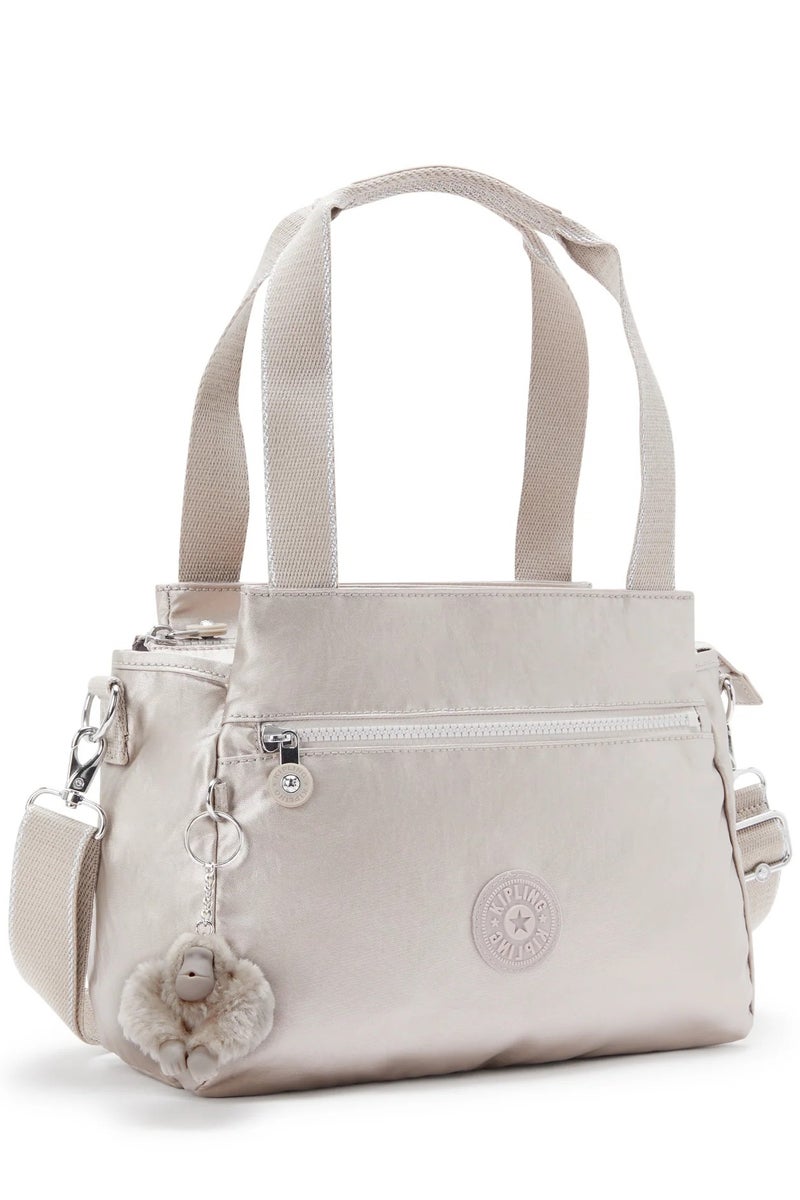 كيبلينغ حقيبة كتف نسائية متوسطة من إليسيا بلمعان معدني مع حزام كتف قابل للإزالة - Image 3