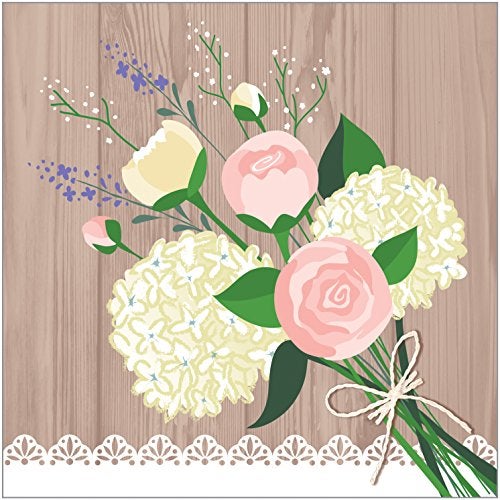 Creative Converting 16-Count Paper Cocktail Napkins, Rustic Wedding - Image 1