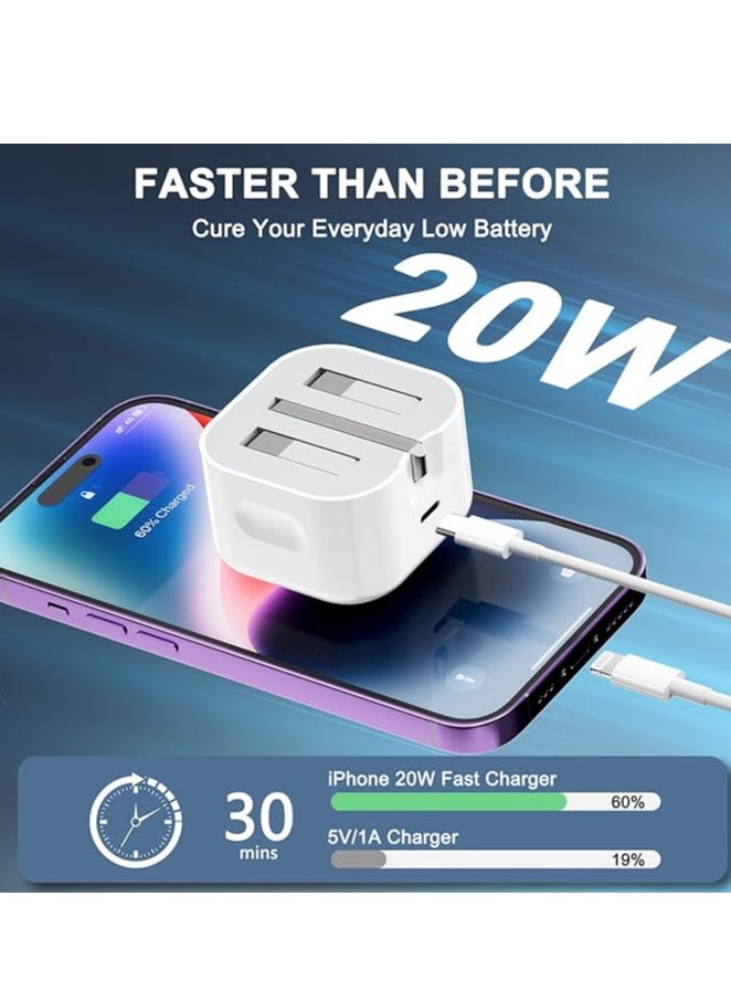 Bilaien - Apple 𝙊𝙧𝙞𝙜𝙣𝙖𝙡 𝘽𝙧𝙖𝙣𝙙 𝙉𝙚𝙬,20W USB-C Power Adaptor,【Apple MFi Certified】 20W PD Fast Charger USB-C for iPhone and Ipad, 3 pins Power Adapter,Travel Adaptor - Image 1