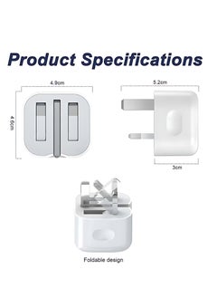 Bilaien Apple 𝙊𝙧𝙞𝙜𝙣𝙖𝙡 𝘽𝙧𝙖𝙣𝙙 𝙉𝙚𝙬,20W USB-C Power Adaptor,【Apple MFi Certified】 20W PD Fast Charger USB-C for iPhone and Ipad, 3 pins Power Adapter,Travel Adaptor  - Image 2