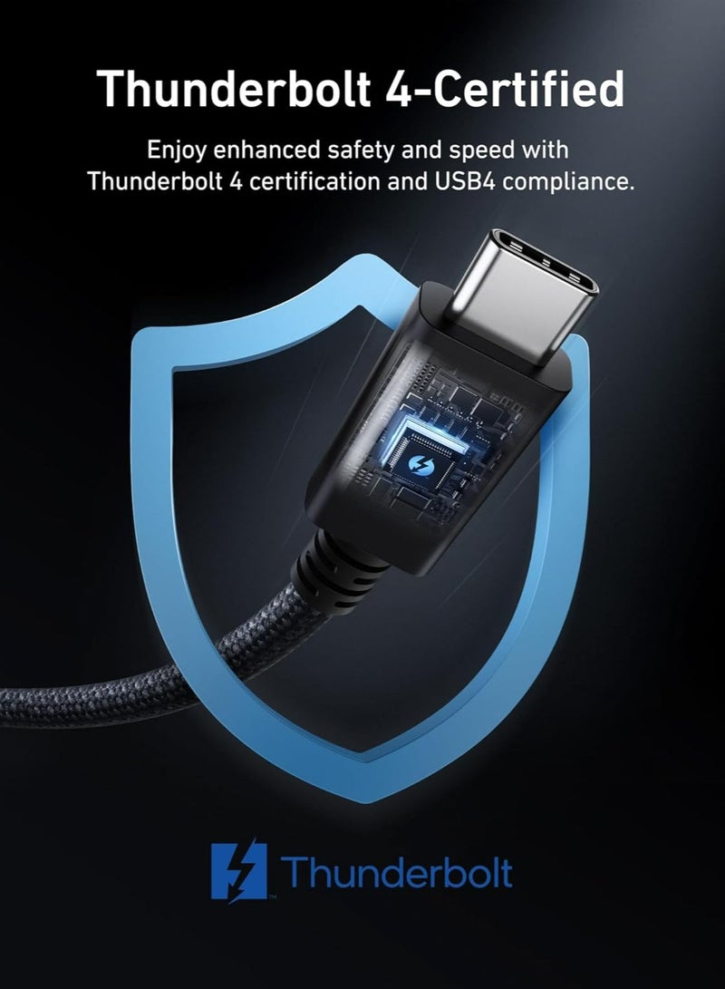 Anker Prime Thunderbolt 4 Cable, 3.3 ft USB C to USB C Cable, 240W Charging, 40Gbps Data Transfer, Supports 8K/4K Displays, for iPhone 16 Series, MacBook Air, iPad, Samsung (Thunderbolt 4-Certified) - Image 4