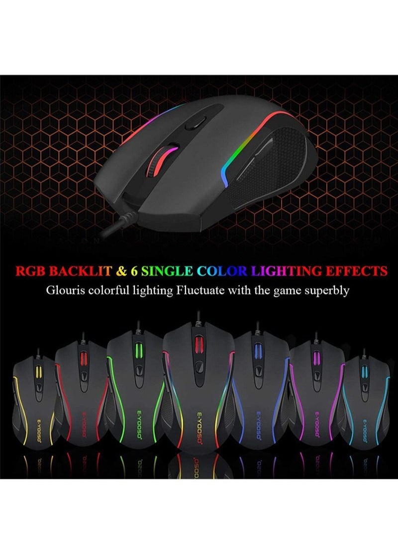 E-YOOSO - X-7 Gaming Mouse Wired RGB Backlit with Macro-Recording, 6400 DPI Adjustable, Ergonomic Gaming Mice - Image 1