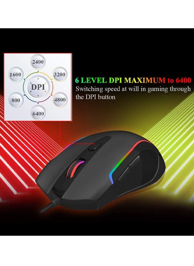 E-YOOSO - X-7 Gaming Mouse Wired RGB Backlit with Macro-Recording, 6400 DPI Adjustable, Ergonomic Gaming Mice - Image 1