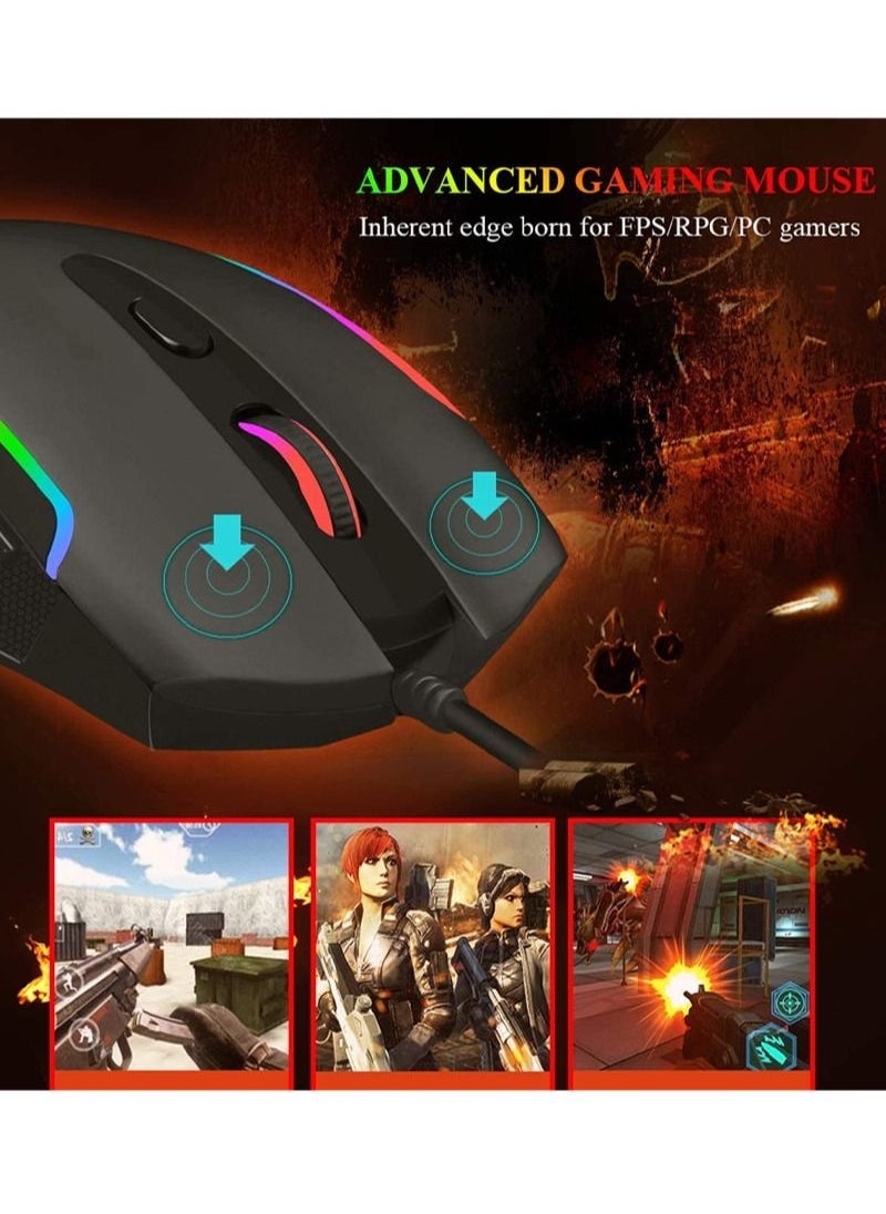 E-YOOSO - X-7 Gaming Mouse Wired RGB Backlit with Macro-Recording, 6400 DPI Adjustable, Ergonomic Gaming Mice - Image 1