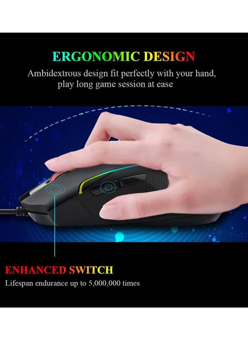 E-YOOSO - X-7 Gaming Mouse Wired RGB Backlit with Macro-Recording, 6400 DPI Adjustable, Ergonomic Gaming Mice - Image 1