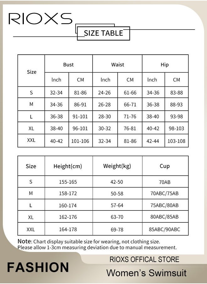 RIOXS - Womens One Piece Swimsuit, Long Sleeve Rash Guard UV Protection Swimwear, Printed Bathing Suits For Women,Tummy Control Zip Front Wetsuit,Ladies Swimming Costume Set,Woman Surfing Swimwear - Image 1