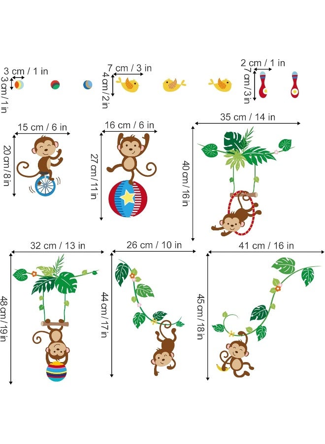 decalmile Monkey and Tree Wall Decals Animal Circus Kids Wall Stickers Baby Nursery Childrens Bedroom Wall Decor - Image 4