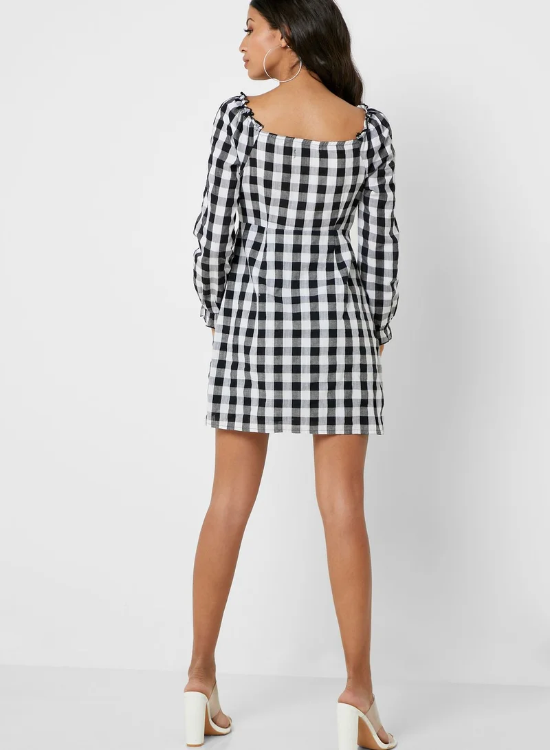 Missguided Petite Gingham Bardot Dress