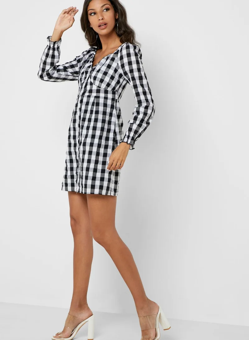 Missguided Petite Gingham Bardot Dress