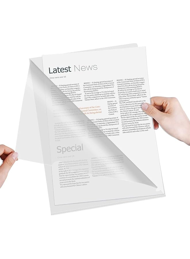 مارك ملفات شفافة بلاستيكية بحجم A4 من النوع L لتخزين المستندات والورق ولوازم المكتب المدرسية، عبوة من 12 قطعة - Image 5