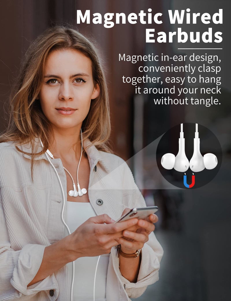 AFGHOA USB C Headphone for Samsung S26 S25 FE S24 A16 A17 Wired Earbuds Magnetic in-Ear Type C Earphone with Microphone Volume Control Bass Stereo Noise Canceling for iPhone 17 Pro Max 16 16e 15 Pixel 10a 9a - Image 2