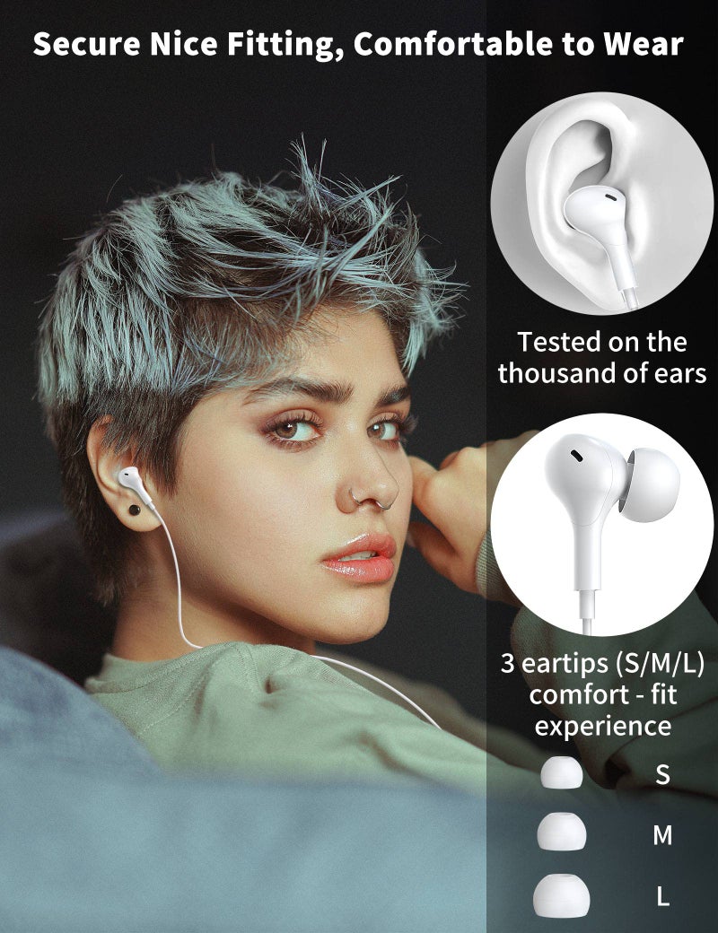 AFGHOA USB C Headphone for Samsung S26 S25 FE S24 A16 A17 Wired Earbuds Magnetic in-Ear Type C Earphone with Microphone Volume Control Bass Stereo Noise Canceling for iPhone 17 Pro Max 16 16e 15 Pixel 10a 9a - Image 4