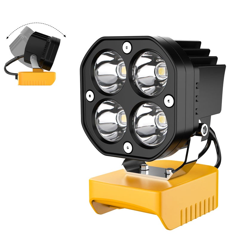Azocek LED Work Light Compatible with Dewalt 20V Battery, 40W 6000LM Flashlight, 20V Battery Cordless Work Light 120Â°Adjustable with Low Voltage Protection for Outdoors and Job Site Lighting - Image 1
