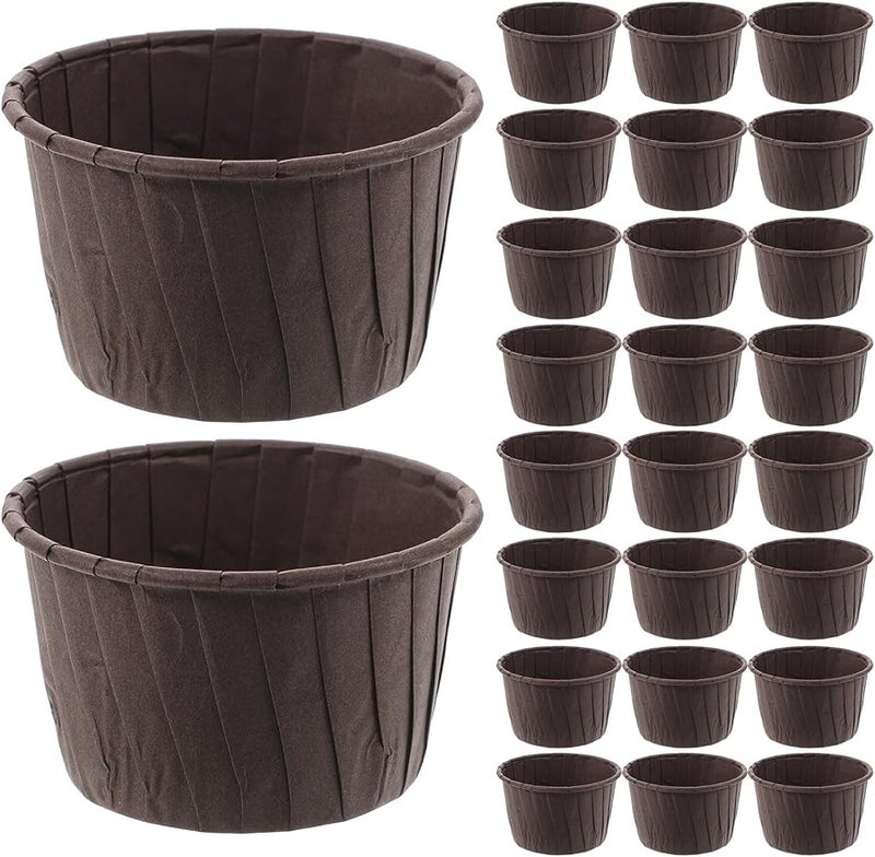Brown Muffin Cupcake Liners 50pcs Disposable Greaseproof Baking Cups for Bakery Party - Image 1