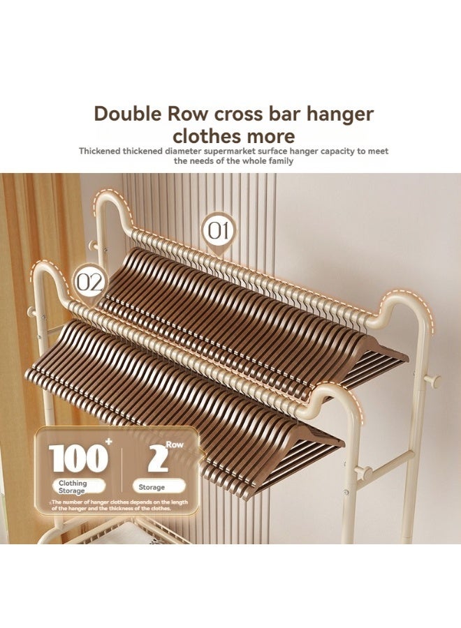 AIWANTO Ultimate Double Rod Clothes Organizer – Freestanding Heavy-Duty Rack with Smooth Wheels & Bottom Shelf for Shoes, Bags & More  - Image 4