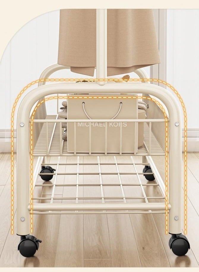 AIWANTO Ultimate Double Rod Clothes Organizer – Freestanding Heavy-Duty Rack with Smooth Wheels & Bottom Shelf for Shoes, Bags & More  - Image 5