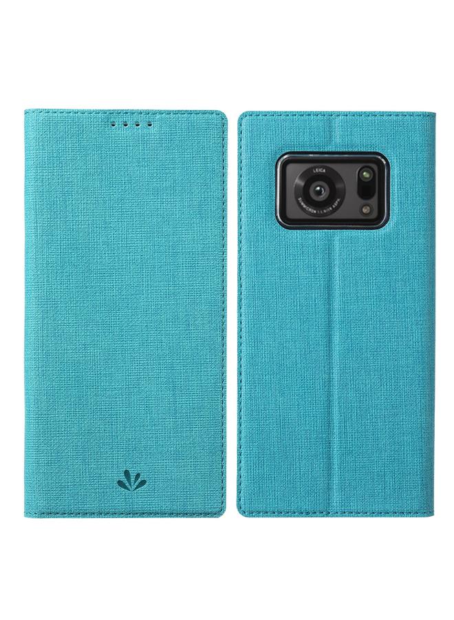 زبون لسلسلة Sharp Aquos R6 ViLi DMX مقاومة للصدمات من مادة TPU + حافظة جلدية PU مغناطيسية جذابة مع فتحة للبطاقة وحامل (أزرق) - Image 1