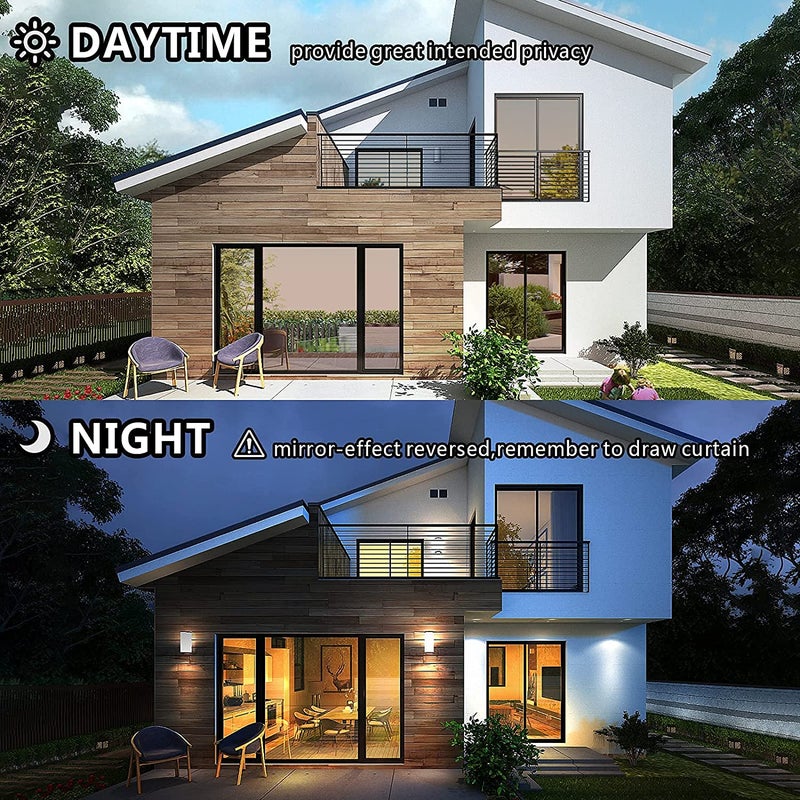 SUNBIRD Window Privacy Film One Way Mirror Film Daytime Anti UV Sun Blocking Heat Control Reflective Film Decorative Static Cling Home Office Living Room 20 Inch X 7 Feet Light Black Film - Image 4